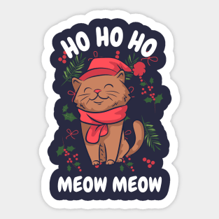 Cute Funny Christmas Cat Meow Meow Sticker